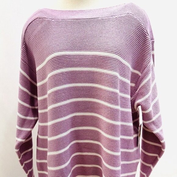 NWT CROFT & BARROW Women Long Sleeve Pullover Boat Neck Striped Knit Sweater 3X - Picture 1 of 14
